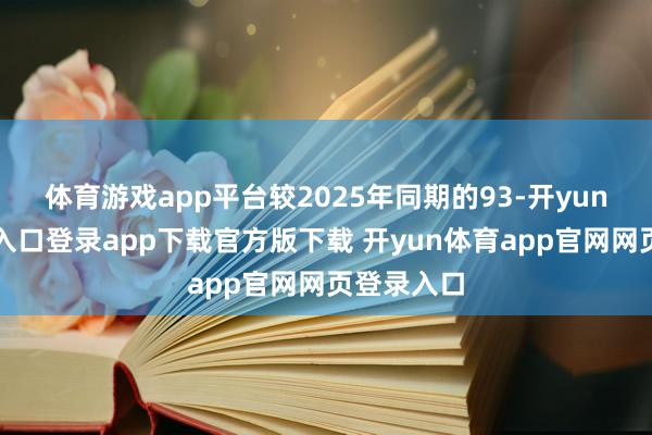 体育游戏app平台较2025年同期的93-开yun体育官网入口登录app下载官方版下载 开yun体育app官网网页登录入口